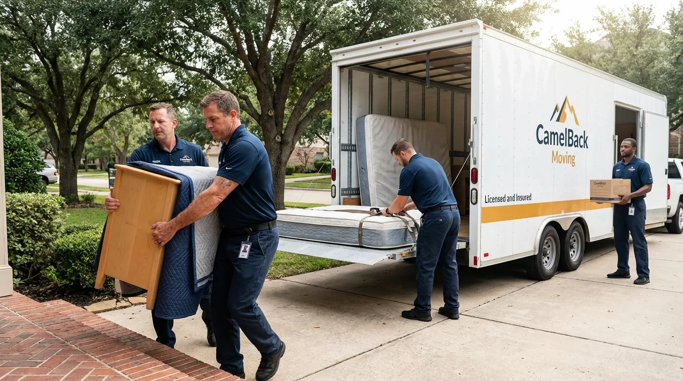 Crew loading residential truck for cross-state move from Lexington, TN