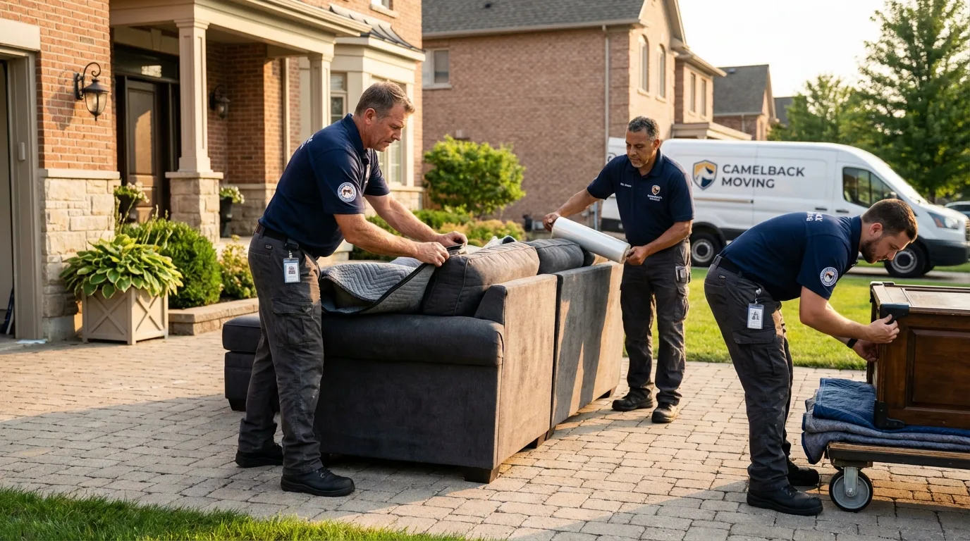 Large estate moving crew wrapping furniture in Lexington, TN